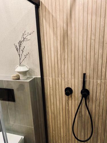 a shower in a bathroom with a shower at Apartments Riese in Neustift im Stubaital