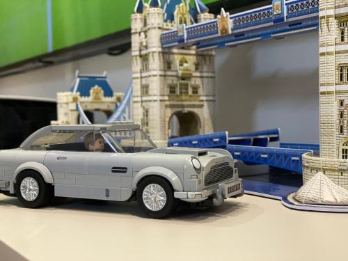 a toy car in front of the tower bridge at Apartment Llama in Trebinje