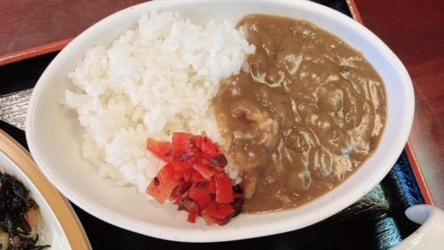 a plate of rice and a bowl of soup at Hotel Select Inn Tsuyama in Tuyama