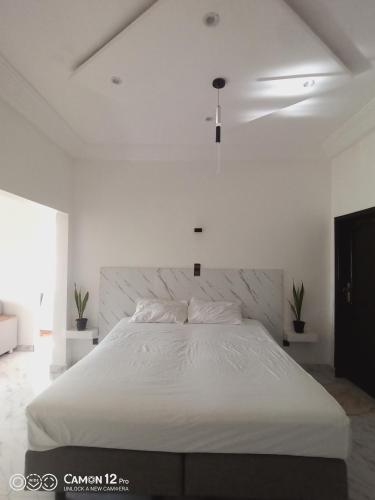 1 dormitorio blanco con 1 cama blanca grande en DE LUXE, en Porto Novo