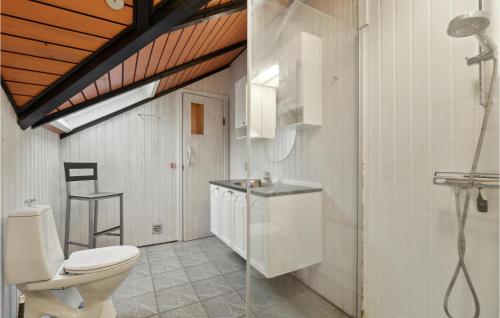 a bathroom with a toilet and a sink at Lovely Home In Aakirkeby With Kitchen in Vester Sømarken