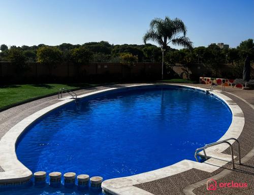 a large pool with blue water in a yard at Relax y Naturaleza in Oropesa del Mar