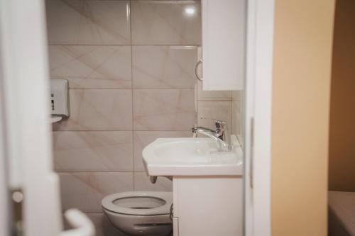 a bathroom with a sink and a toilet at Apartmani Maksa in Stanovo