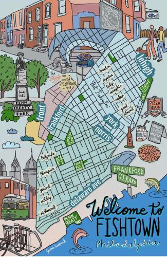 a map of the city of bilbourg with sights at Artsy Hidden Gem --- FREE PARKING in Philadelphia