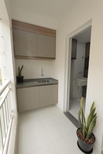 圣路易斯Apartamento Luxuoso à 2km da Litorânea的带水槽和马桶的浴室