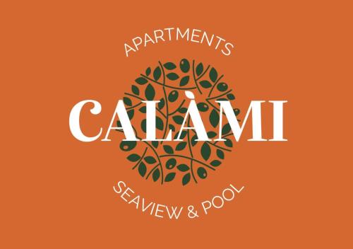 un fond orange avec le logo de clawant dans l'établissement Calàmi - Villa Romeo - Private Apartments with Pool, Seaview & Olive Grove, à Santa Caterina Dello Ionio Marina