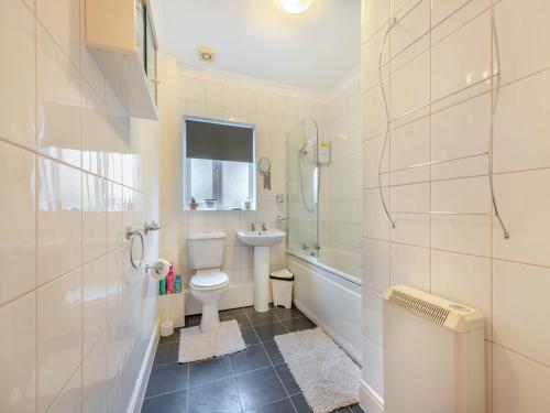 a bathroom with a toilet and a sink at Ffynnon Dewi - Uk45909 in Landshipping