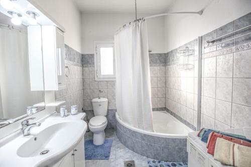 a bathroom with a sink and a tub and a toilet at Brothers Berry Home 
