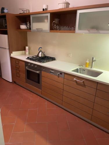 a kitchen with a stove and a sink at Casa delle Rose - Appartamento Dagape in Marostica