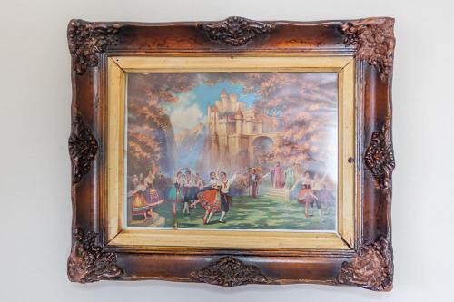a painting of a group of people in front of a castle at Era of Elegance: 1928 Classic Dwelling in Tripolis