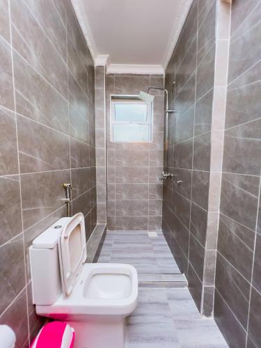 a bathroom with a toilet and a sink at Semo's Siloam apartments in Mombasa