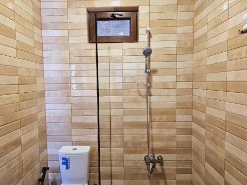 e bagno con cabina doccia e servizi igienici. di Villa Machakhela a Batumi