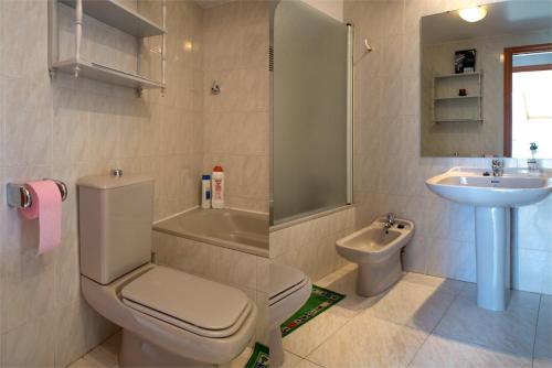 a bathroom with a toilet and a sink at Apartamento Pico Aspe in Jaca