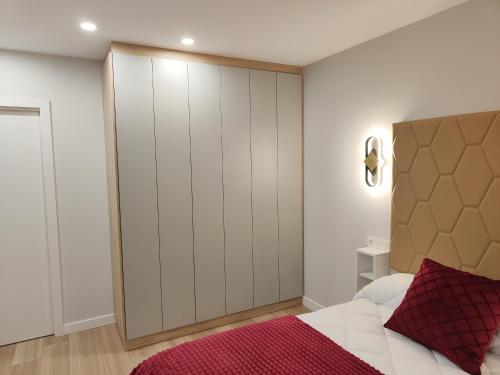 a bedroom with a large white closet and a bed at Apartamentos Centro Oviedo Caveda in Oviedo