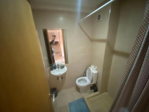 uma pequena casa de banho com WC e lavatório em Chic & Cosy au coeur d’hivernage em Marrakech