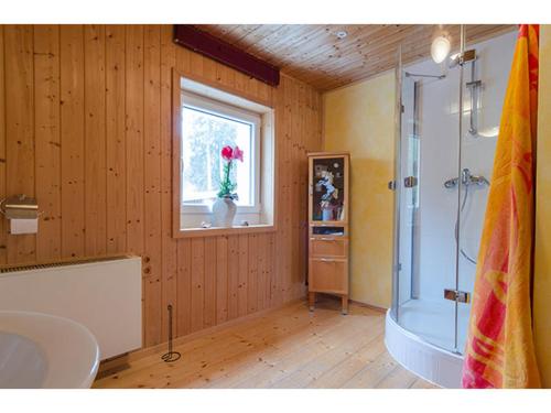 een badkamer met een douche, een wastafel en een raam bij Arabian Harmony herzlich und familiär in Culm