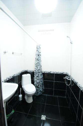 a bathroom with a toilet and a sink at Guest House Giorgi in Makhinjauri