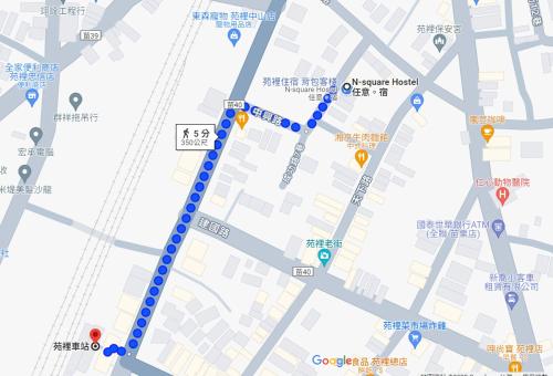 a map of the city of hue with attractions at N-square Hostel 任意宿背包客棧 in Yuanli