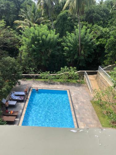 an overhead view of a swimming pool in a backyard at Hotel Paradiso, in Unawatuna