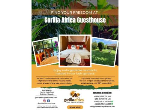 a flyer for a hotel in a resort at Gorilla African Guest House in Entebbe