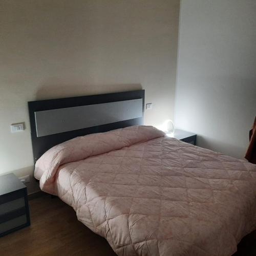 a bedroom with a large bed with a large headboard at Da Debbyquattro in Pisa