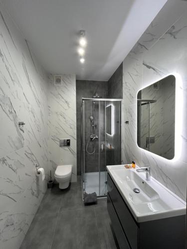 Ένα μπάνιο στο Apartamenty 77