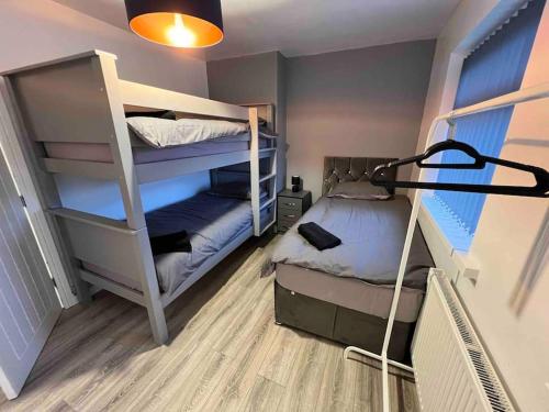 a bedroom with a bunk bed and a ladder at Flaxton-Luxurious Home near NEC, BHX in Birmingham