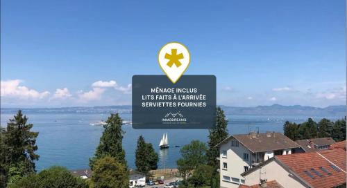 Un signo de Waverley Mews Tenemos un servicio alternativo provincias en IMMODREAMS - L'Attik with lake views and 80m2 terrace en Évian-les-Bains