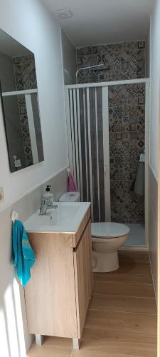 a bathroom with a sink and a toilet at Casa La Tía Bruja - B in La Alberca