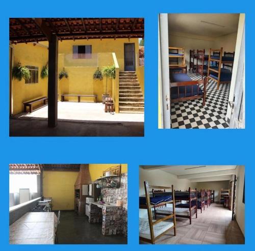 a collage of pictures of a room at Chácara em Guararema in Guararema