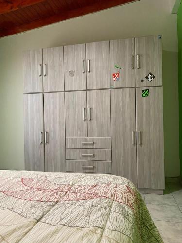 een slaapkamer met 3 kluisjes en een bed bij CATALINA 2 in Neuquén