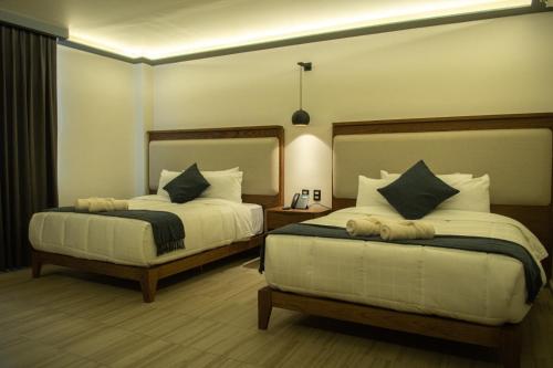 - une chambre d'hôtel avec 2 lits dans l'établissement HOTEL MERLOT INN, à Ezequiel Montes