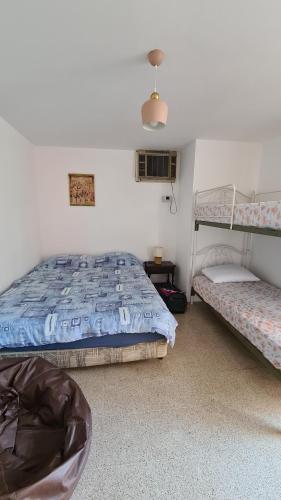 サリナスにあるAmazing apartment in Salinas, Ecuadorのベッドルーム1室(ベッド2台、二段ベッド2組付)