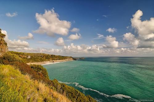 a view of a beach and the ocean at Victoria Resort in Ascea