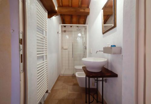 a bathroom with a sink and a toilet at Fattoria Poggerino in Radda in Chianti
