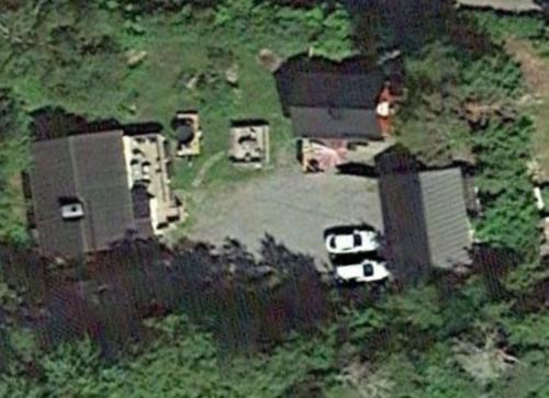 an aerial view of a bunch of cars parked in a yard at Property in Vaasa in Vaasa