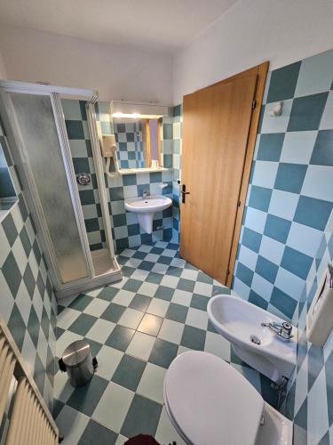 Sarche di CalavinoにあるHotel Idealのバスルーム(トイレ、洗面台、シャワー付)