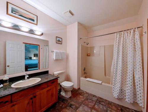a bathroom with a sink and a toilet and a shower at Chicamon Springs Lodge by FantasticStay in Kimberley