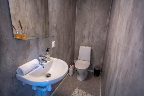 a bathroom with a sink and a toilet at City Center Getaway 9 by Berti in Stavanger