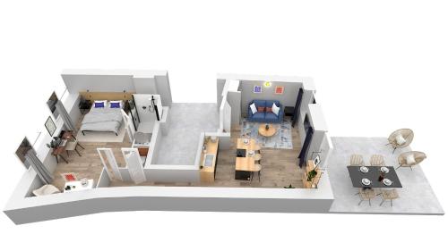 un plano del suelo de una casa en La Maison 44 - T2 - central, terrasse, garage, en Montélimar