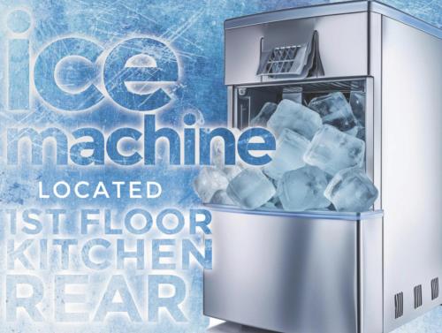 a container of ice medicine with the words ice machine located hidden floor kitchen spear at Private Luxe Room A Hidden Gem With Private Bath & Kitchen in Philadelphia