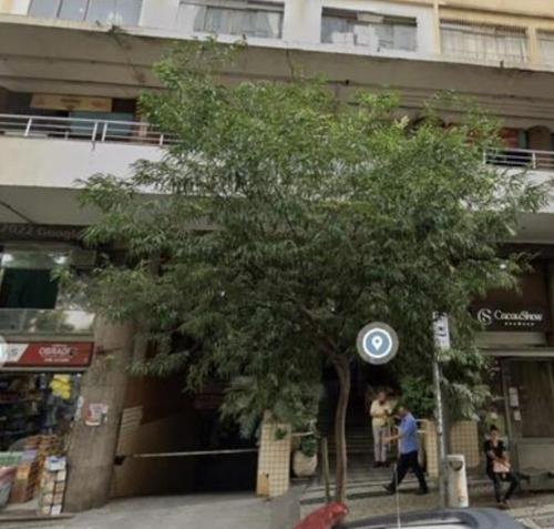 a tree on a street in front of a building at Comodidade e Segurança no Centro in Belo Horizonte