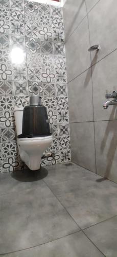 a bathroom with a toilet and a shower at Lannister Inn in Cochin