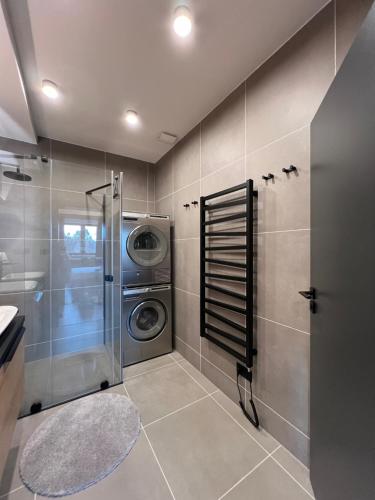 a laundry room with a washer and dryer at BlackDEER Apartment Liptov in Liptovský Mikuláš