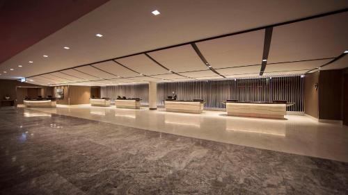 a large lobby with several desks in a building at Hyatt Regency Chicago in Chicago