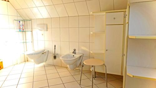 a bathroom with a toilet and a bidet at Deichliebe in Tönning