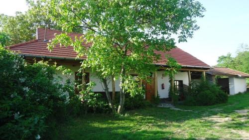 a house with a tree in front of it at Bableves Vendégház in Felsőtold