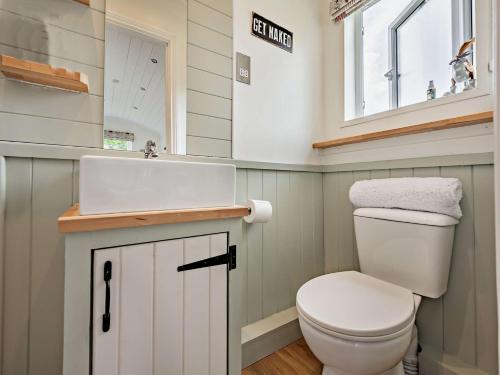 a small bathroom with a toilet and a sink at 1 bed in Patterdale 85532 in Deepdale