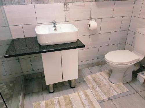 a bathroom with a sink and a toilet at Blissful Stays in Richards Bay