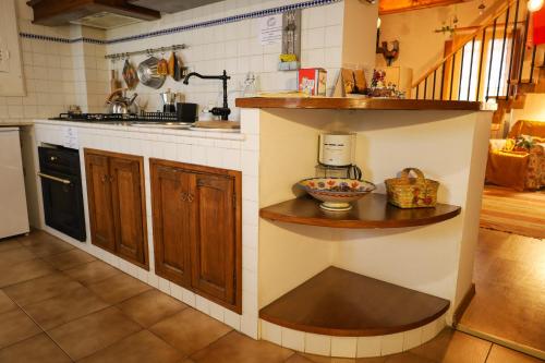 kuchnia z blatem i blatem w obiekcie I Rosai appartamento sulle colline fiorentine w mieście Bagno a Ripoli